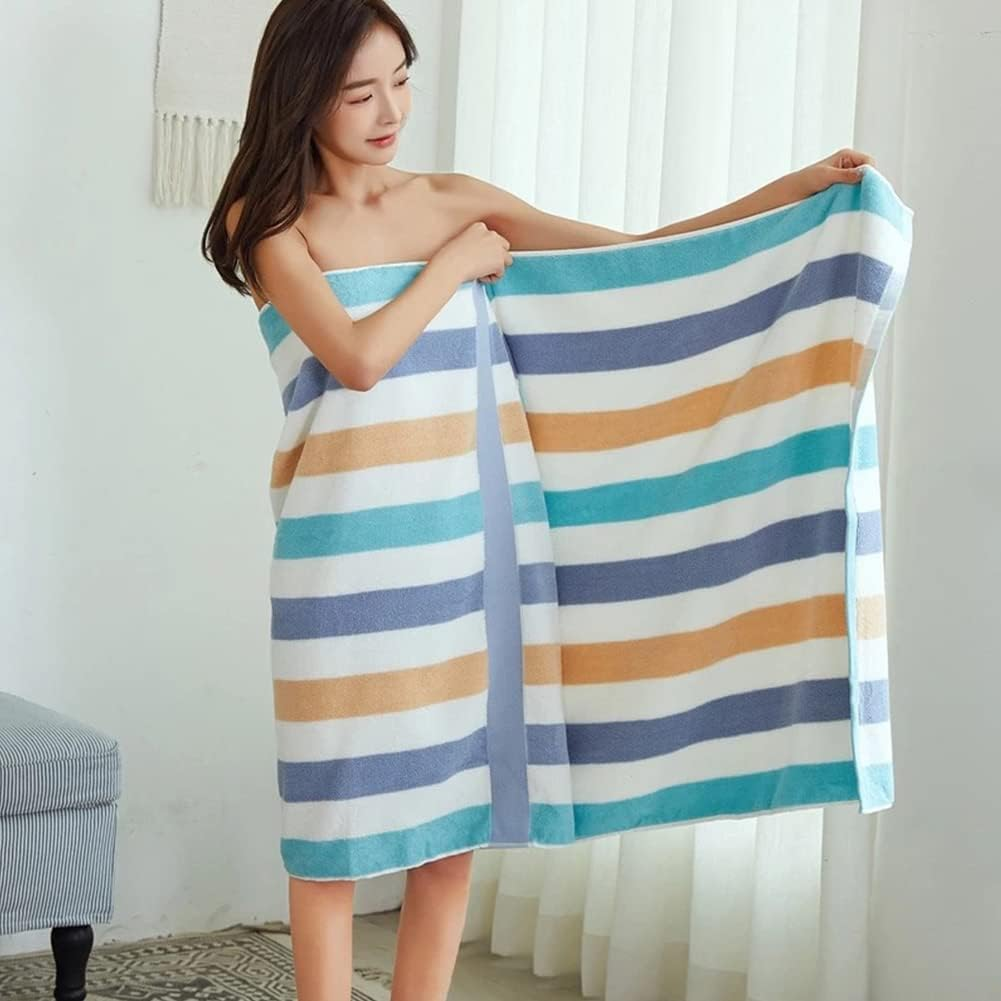 DUUKOA Bath Towel Large Thick Cotton Bath Sheets Household Beach Swimming Pool Towels Absorbent 35X71 Inch（90X180 Cm） (Light Blue) - Grey image number 5