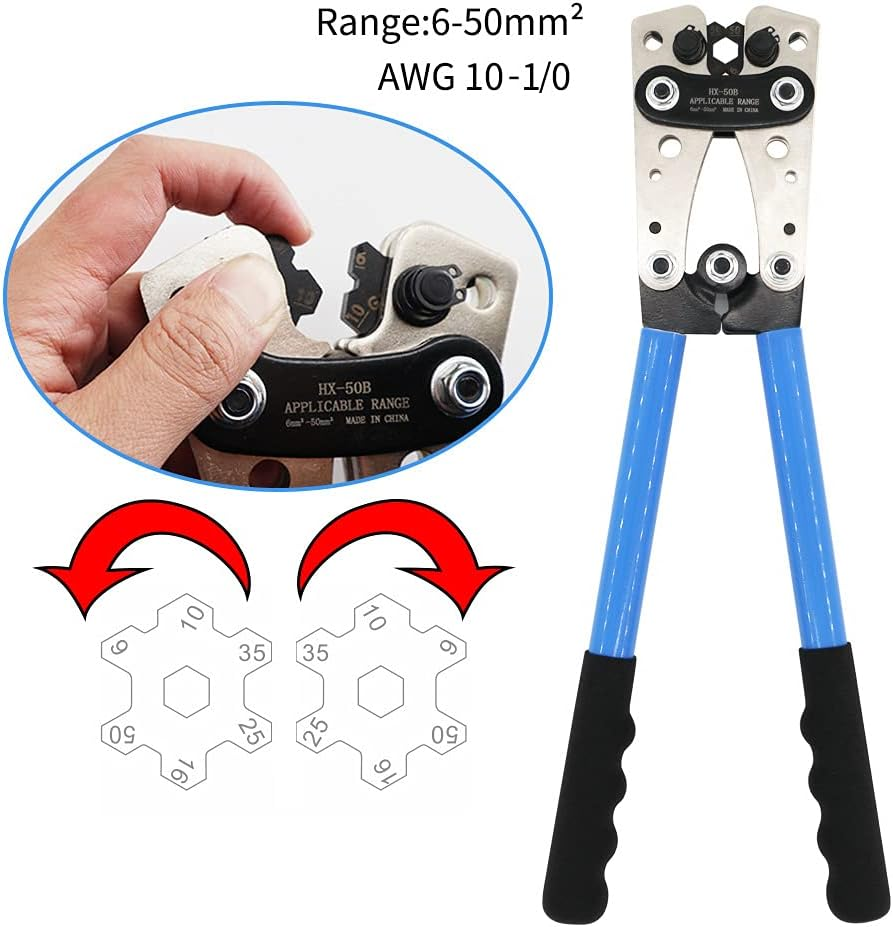 Tootoo Crimping Tool Cable Crimper Wire Plug Pliers Battery Terminal Lug Hex 6-50Mm&sup2; image number 1