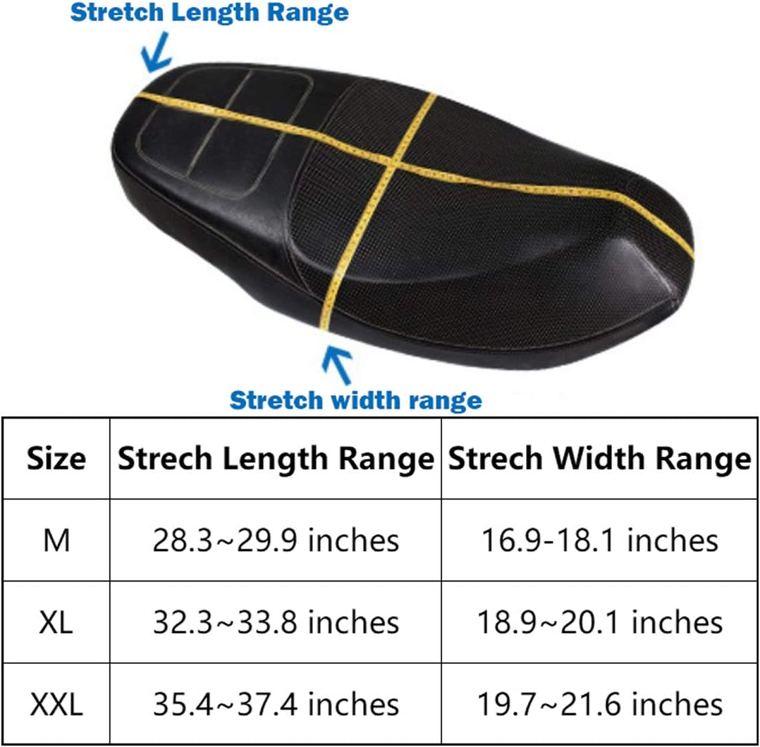 Black Motorcycle Scooter Moped Seat Cover Seat Anti-Slip Cushion 3D Spacer Mesh Fabric, Xx-Large image number 2