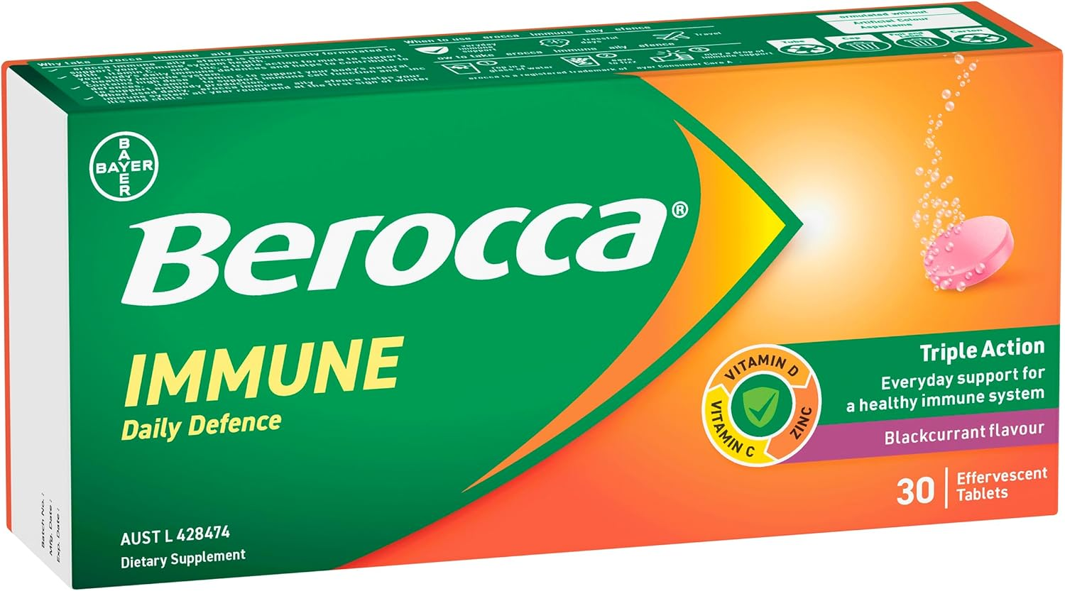 Berocca Immune Daily Defence Blackcurrant 30 Tablets