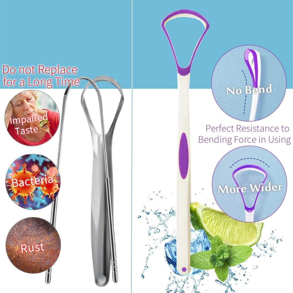 Tongue Scraper Cleaner 4 Pack Tongue Bacteria Inhibiting Scrapers with Travel Handy Case for Healthy Oral Care, Easy to Use Antimicrobial Sweeper, Help Fight Bad Breath (4Pack) image number 6