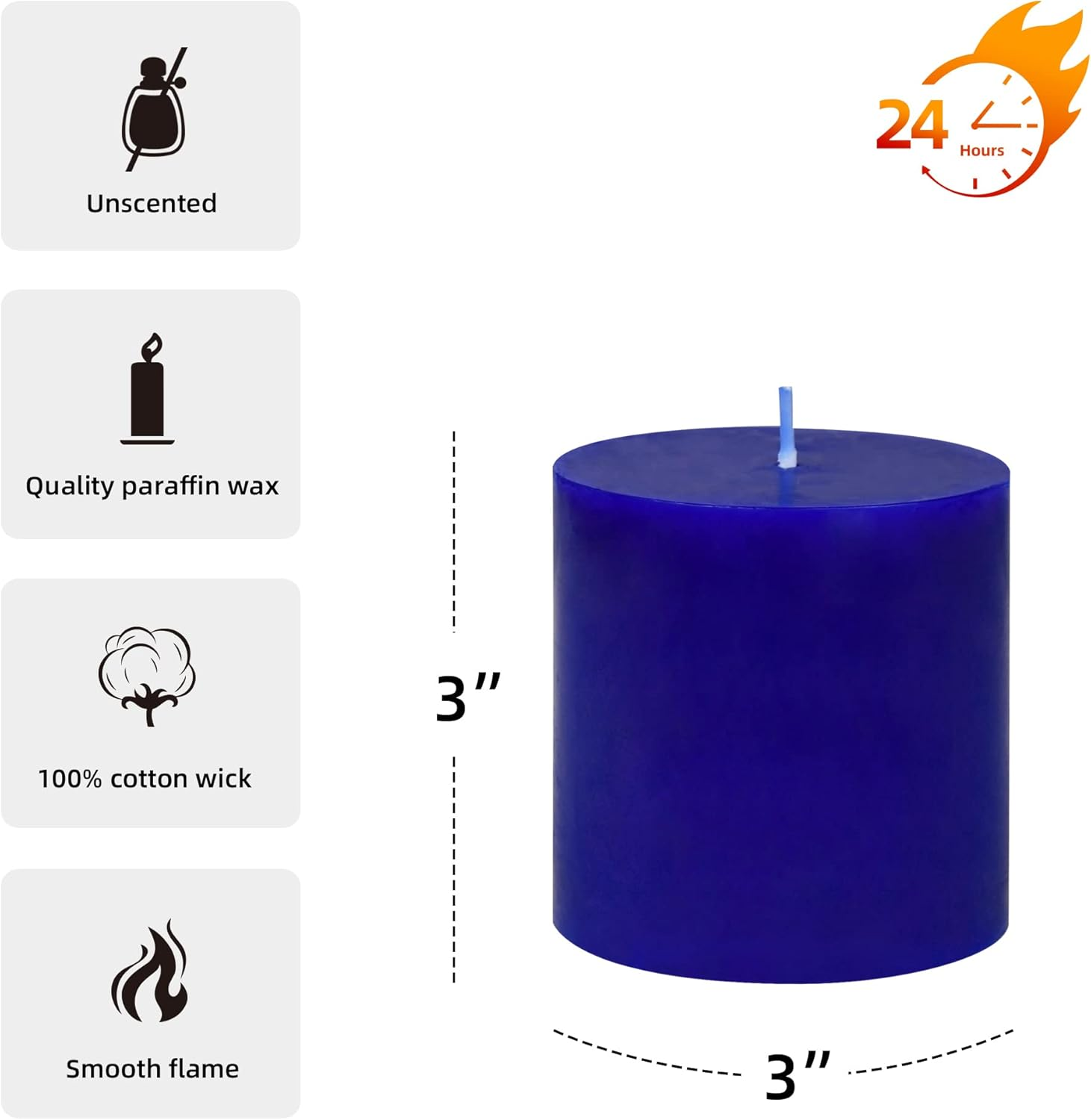 Zest Candle Pillar Candle, 3 by 3-Inch, Blue