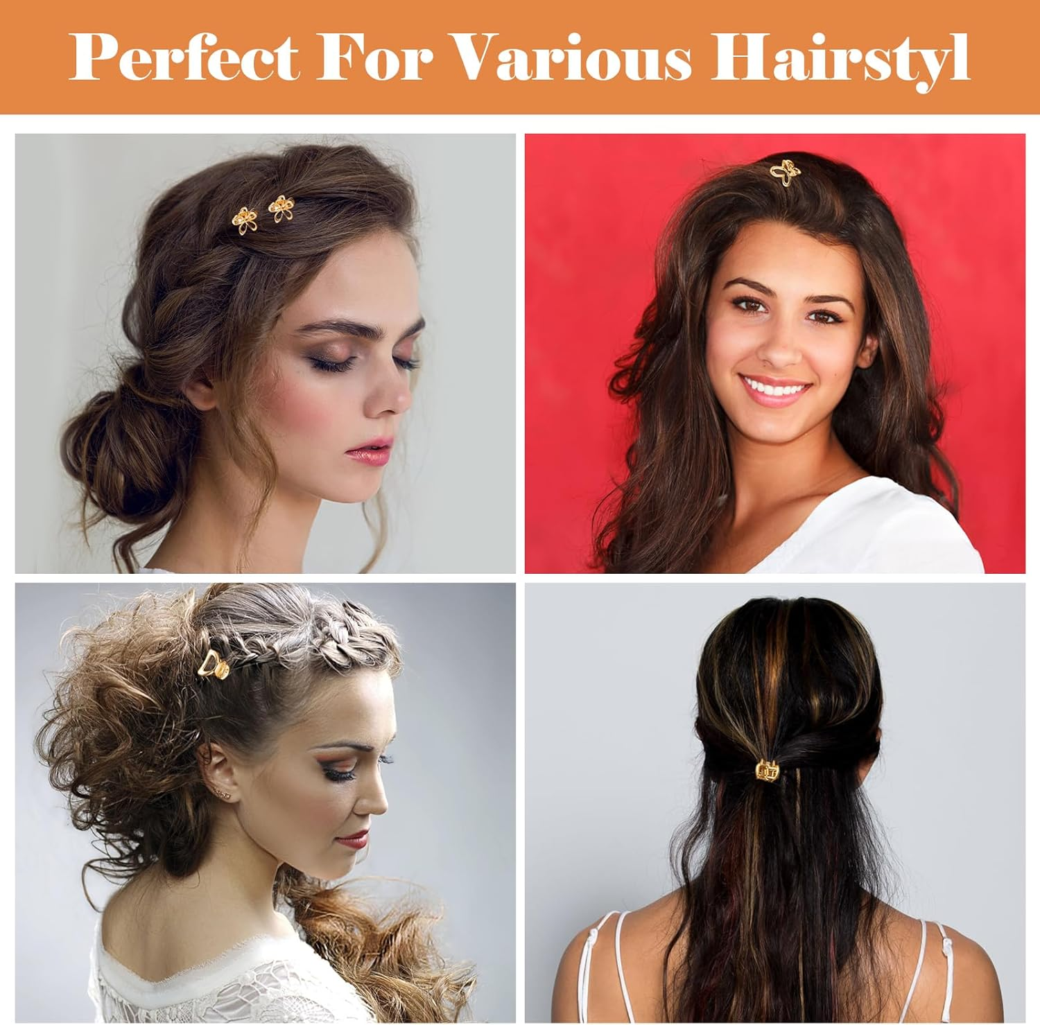 Pack of 12 Small Hair Clips Metal Mini Hair Clips Flowers Hair Clips Small Hair Clips Gold Small Hair Clips Women'S Small Non-Slip Short Hair Clip Small Hair Clips for Thin Hair image number 4