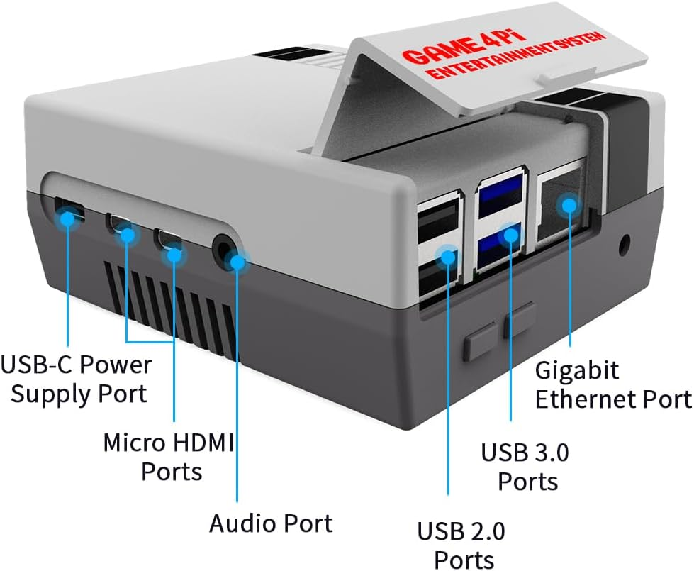 Geeekpi Case for Raspberry Pi 4, Cooling Fan, Heatsink for Raspberry Pi 4, Retro Gaming Nes4Pi Case for Raspberry Pi 4 Model B/4B image number 3