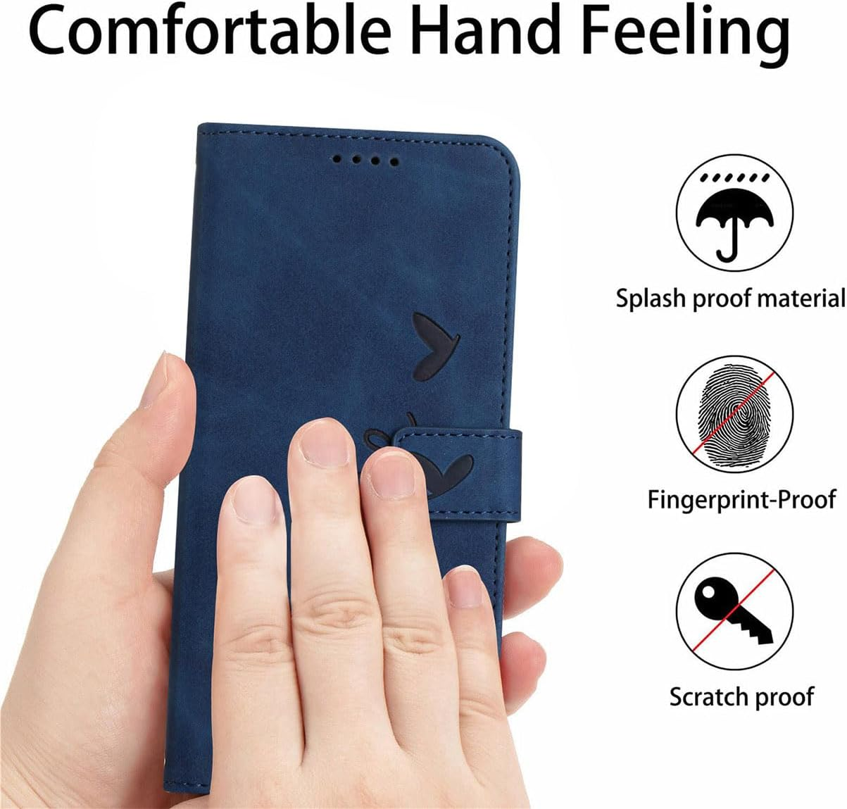UPLAI Wallet Case for Oppo Reno 13F 4G/Reno 13 Fs(Reno13 F 5G), Shockproof Premium Skin Feel Leather Mobile Phone Case with Stand Function, Folio Magnetic Closure Protective Cover Blue image number 5