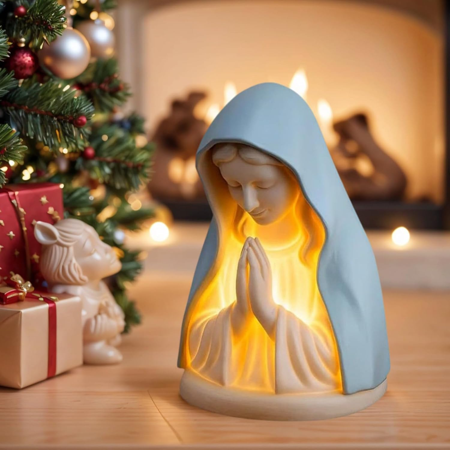 Prayer Night Light | Sacred Virgin Mary Statue Night Light | Soft Eye Protection Desk Accessories for Nursery Reading Corne Dorm Home Hallway Prayer Room Kitchen image number 4