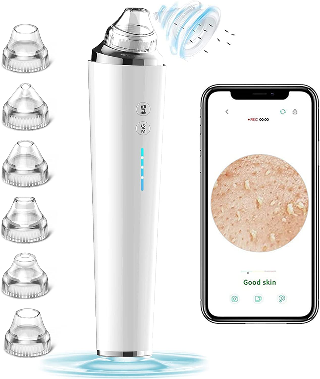 Blackhead Remover Pore Vacuum with Camera, Black Head Remover Suctioner 3 Suction Power & 6 Probes, Wifi Real-Time Skin Screen,Upgraded Pimple Vacuum Acne Comedone Extractor - Green image number 5
