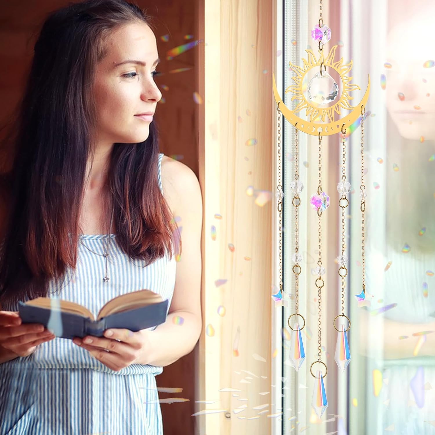 Crystal Suncatcher, Suncatchers for Windows Hanging Indoor Outdoor Prism Rainbow Maker Home Garden Decor for Thanks Giving Valentines'S and Mother'S Day image number 3