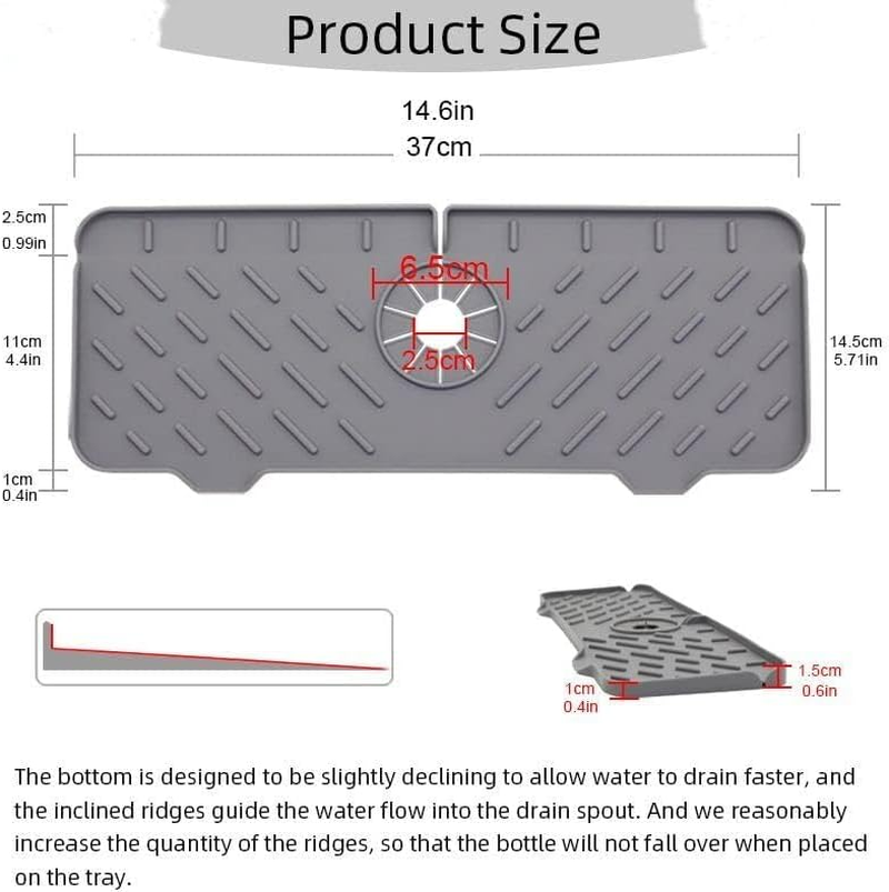 YBVABE Sink Splash Guard, Kitchen Silicone Faucet Mat Sink Water Splash Guard, Faucet Splash Catcher, Deflector under the Faucet, Sink Mat for Kitchen and Bathroom Keep Sinks Dry image number 4