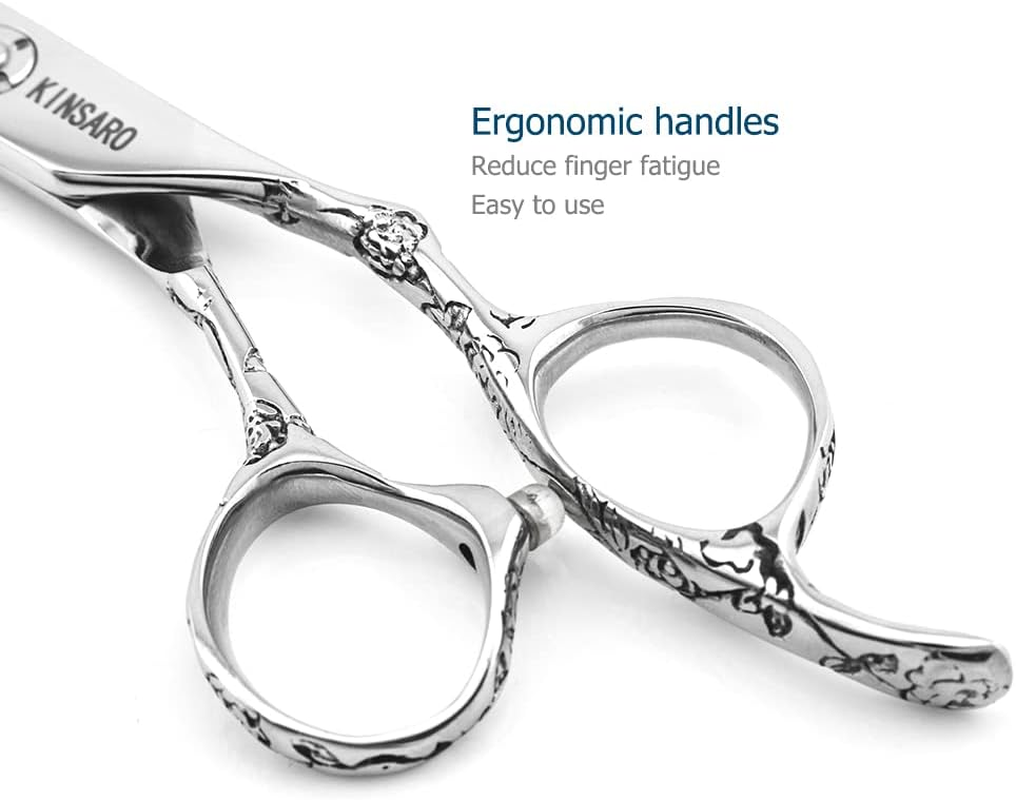 Hair Scissors 6 Inch Professional Barber Scissors Hair Thinning Scissors Thinning Shears 440C Barber Shears 30 Teeth Rose Handle Kinsaro image number 3