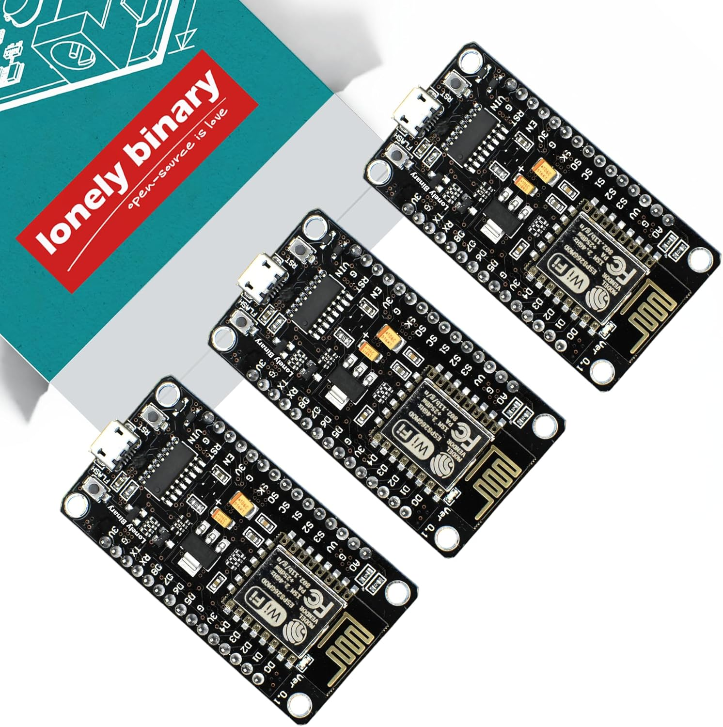 Lonely Binary 3-Pack ESP8266 Full Size Wifi Development Board Compatible with Arduino and Micropython image number 1