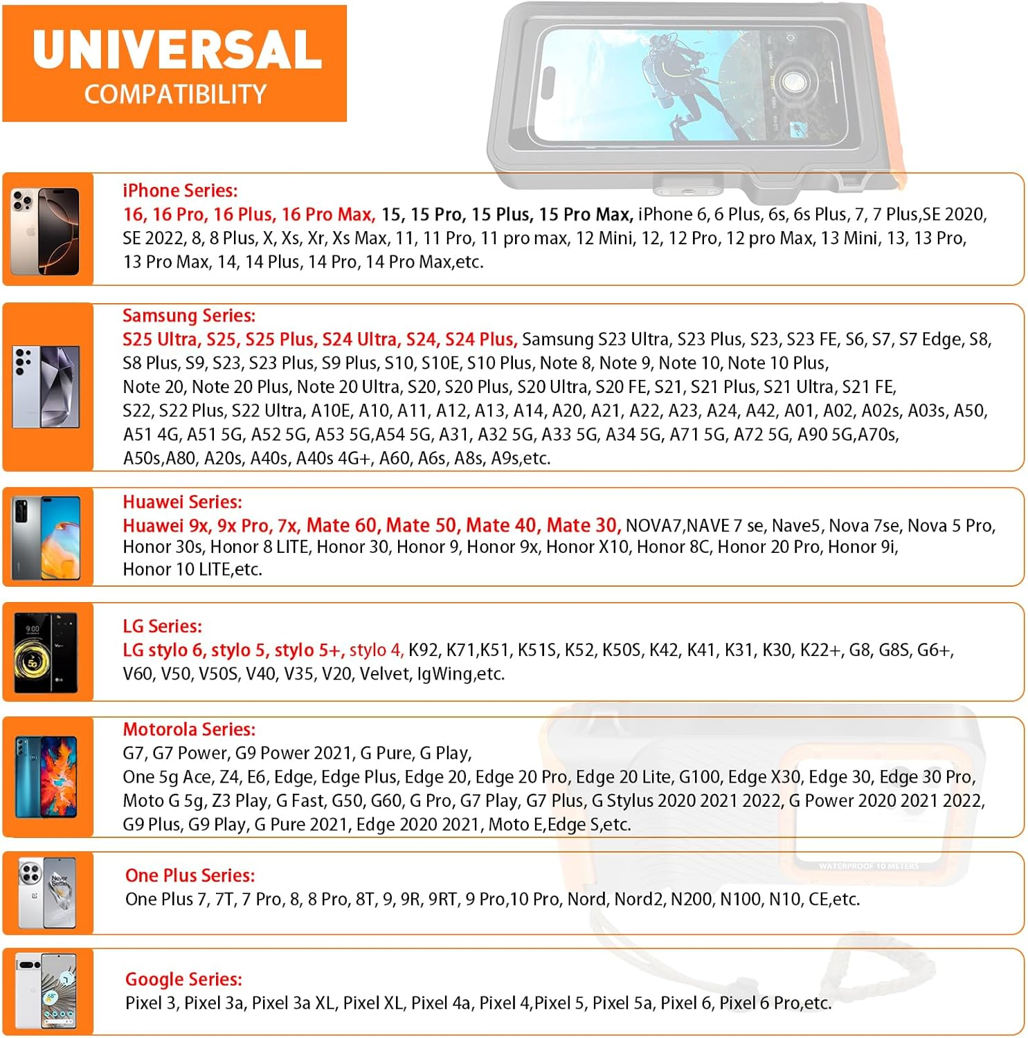 Waterproof Phone Case for Underwater Touch Screen Photography, Diving Snorkeling Swimming Surfing Housing for Iphone 15 Pro Max/15 Pro Samsung S24 Ultra/S24 plus No More than 6.9 Inch Smartphones image number 2