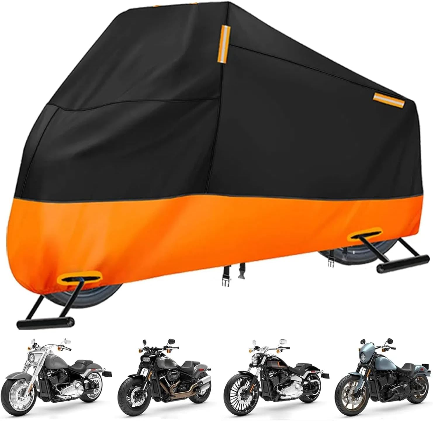 Motorcycle Cover All Season,Quality Waterproof Sun Outdoor Protection Scooter Shelter Tear Proof Night Reflective & Lock-Holes Storage Bag Fit up to 105" Motorcycles Yamaha,Honda,Suzuki,Harley image number 2