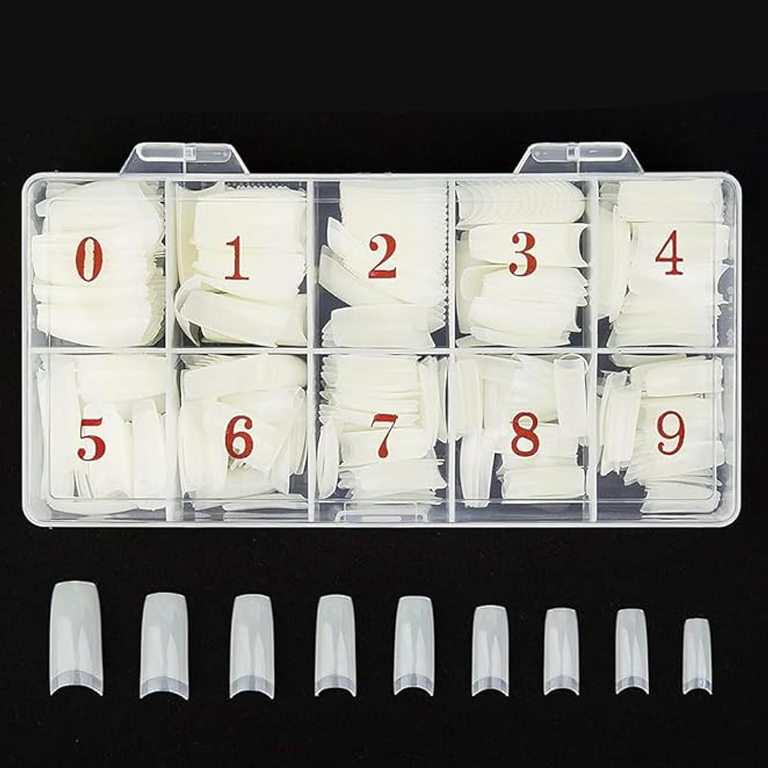 500PCS Natural False Nails Tips - Premium French Tip Artificial Nail Extensions with Decorative Storage Box (10 Custom Sizes) for Salon Specialists & DIY Enthusiasts
