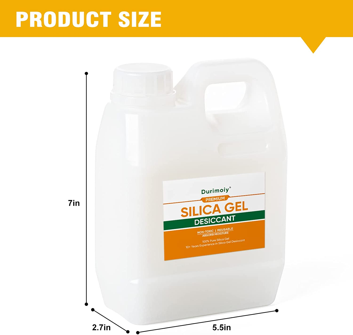 Durimoiy 2 LBS Clear Silica Gel Beads Reusable Desiccant Beads (Industry Standard 2-4 Mm) Rechargeable Moisture Absorber Silica Gel image number 1