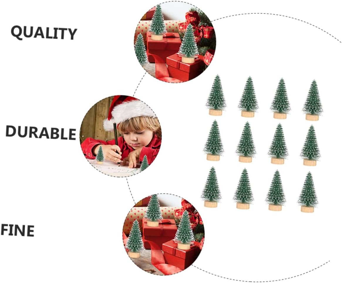Outanaya 12Pcs Mini Christmas Tree Ornaments Natural Cedar Material for Xmas Tree Decor and Tabletop Display image number 1