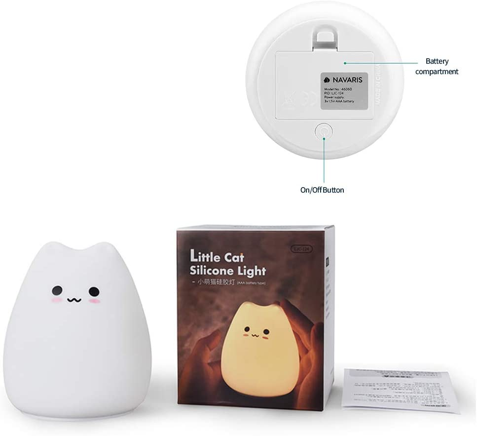 Cat Night Lamp Cute Night Light for Kids Baby Soft Silicone Bedside Lamp 7 Colors Nursery Light (2) image number 4