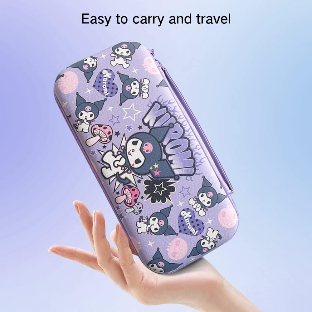 PERFECTSIGHT Cute Switch Carrying Case for Nintendo Switch OLED, Kawaii Hard Shell Portable Travel Carry Case with 12 Game Card Slots, Inner Protective Storage Bag for NS Console & Accessories, Purple - Blue Dog image number 4