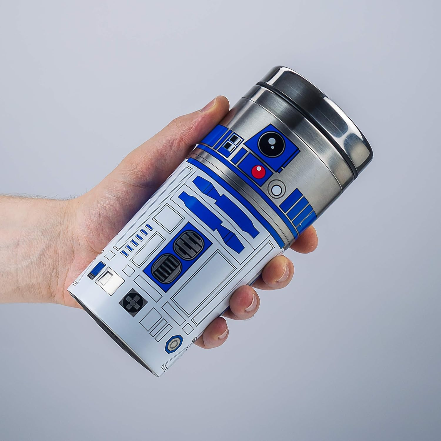 Paladone R2-D2 Travel Mug-Officially Licensed Star Wars Merchandise, Brushed Steel, Multi-Colour, 1 Count (Pack of 1)