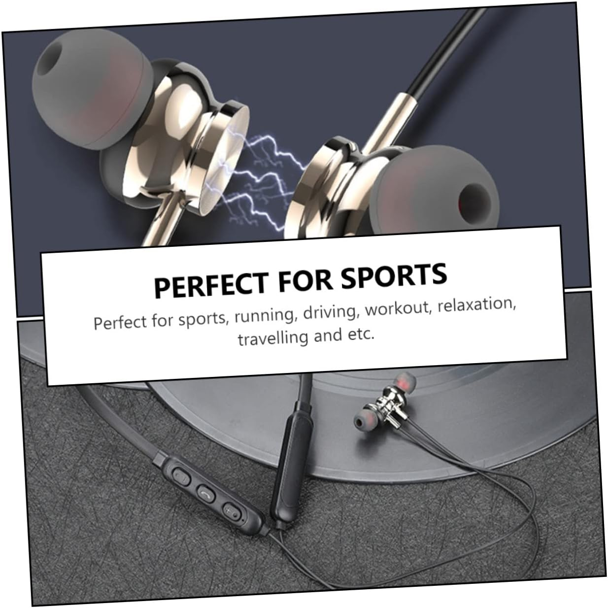 IWOWHERO Neck Hanging Waterproof Wireless Headphone 5.0 Stereo Sports Earpiece Magnetic In-Ear Earbud for Active Lifestyle Black image number 1