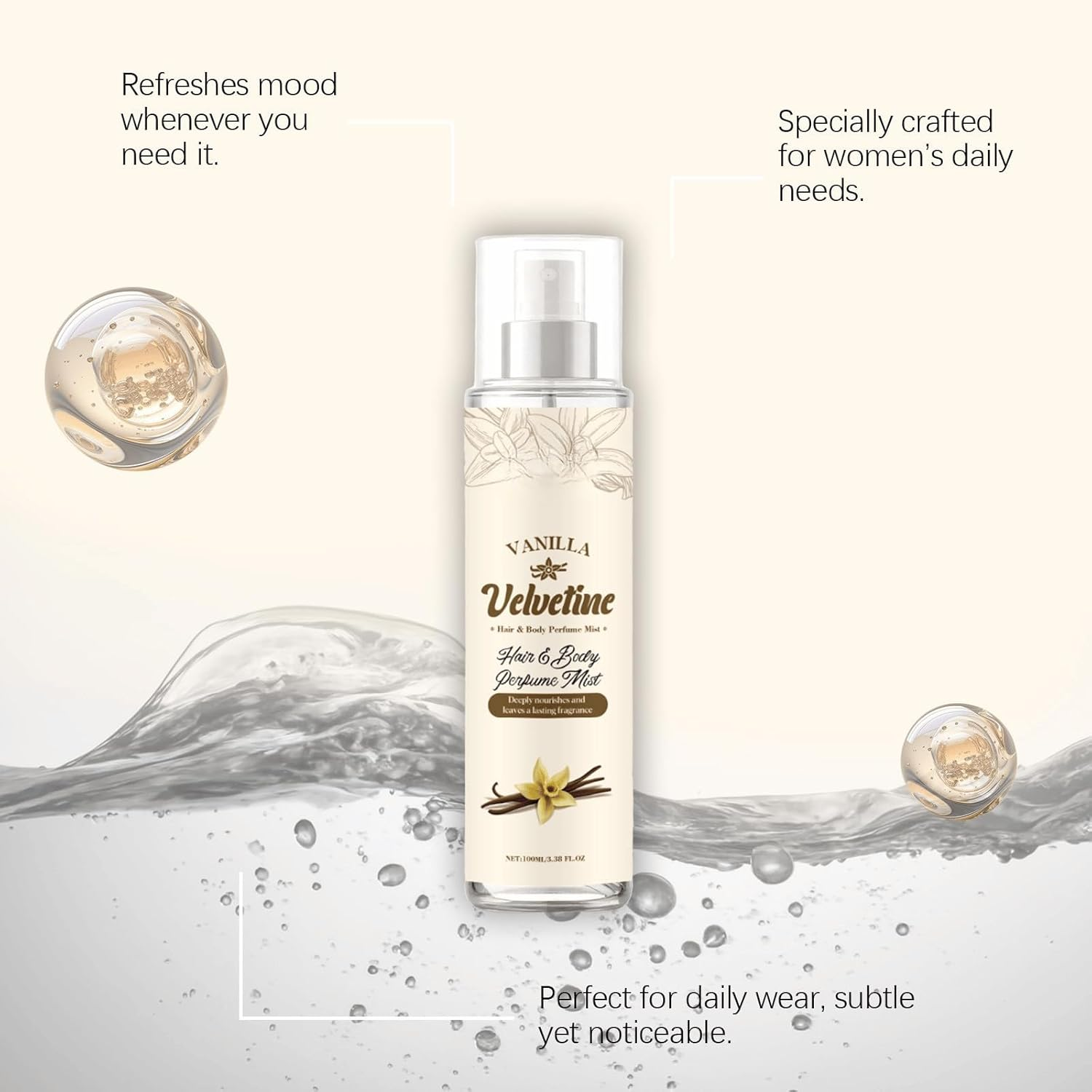 Velvet Vanilla Fragrance Mist &ndash; Soft & Long-Lasting Body Spray for Everyday Freshness (3Pcs) - 1Pcs image number 2