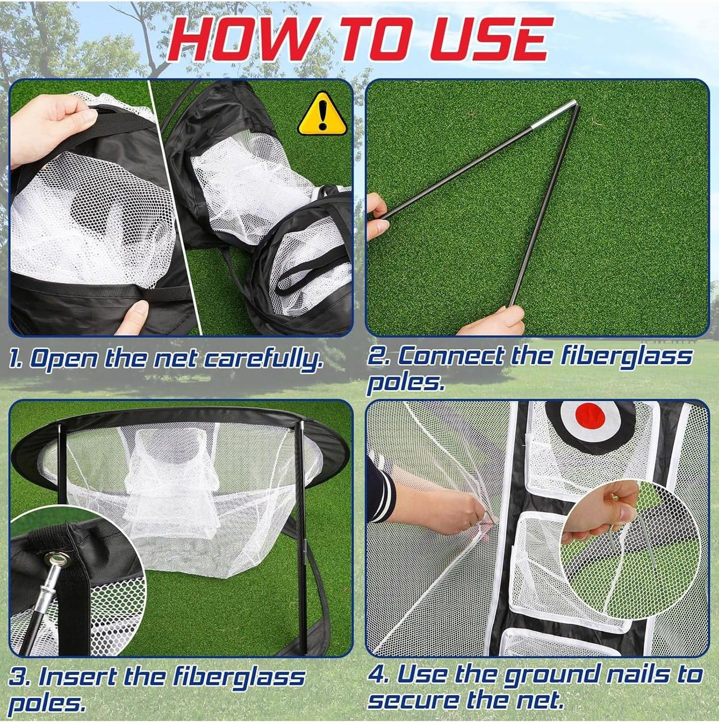 Foldable Golf Chipping Practice Net, with 4 Ground Stakes and Storage Bag image number 1