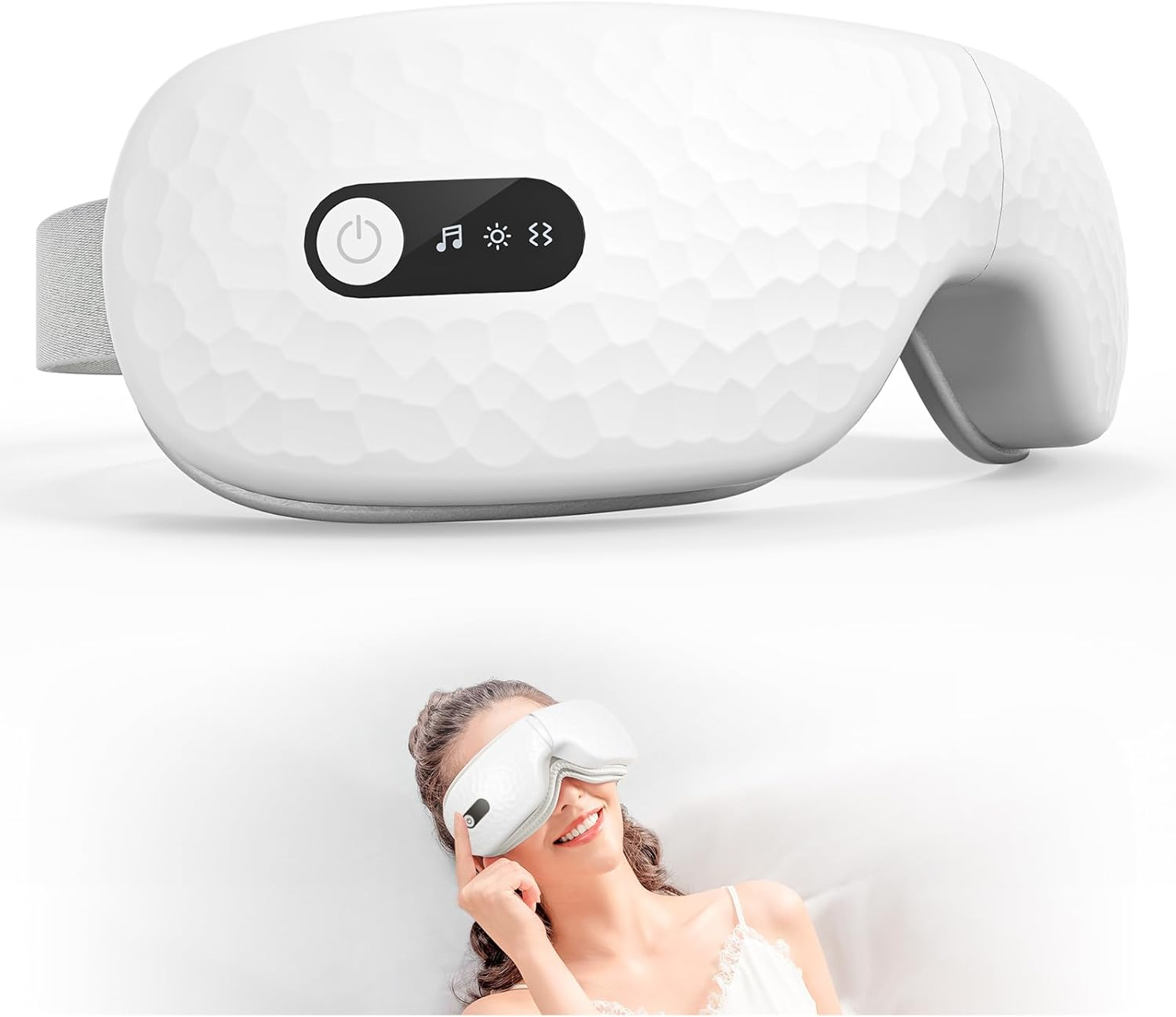 Eye Massager with Heat, Shiatsu Eye Massage Mask with Bluetooth Music, Compression, Eye Care Device for Relieve Eye Strain Dry Eyes, Heated Eye Mask Massager Improve Sleep