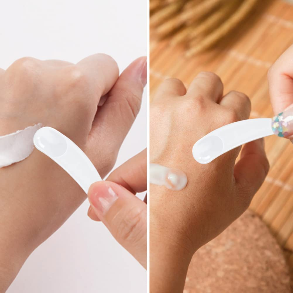 Manqianxun Curved Boomerang Disposable Plastic Cosmetic Spatula for Mixing and Sampling Makeup, Skincare, Creams, Lotions, and Masks (White, 1 Pack) image number 4