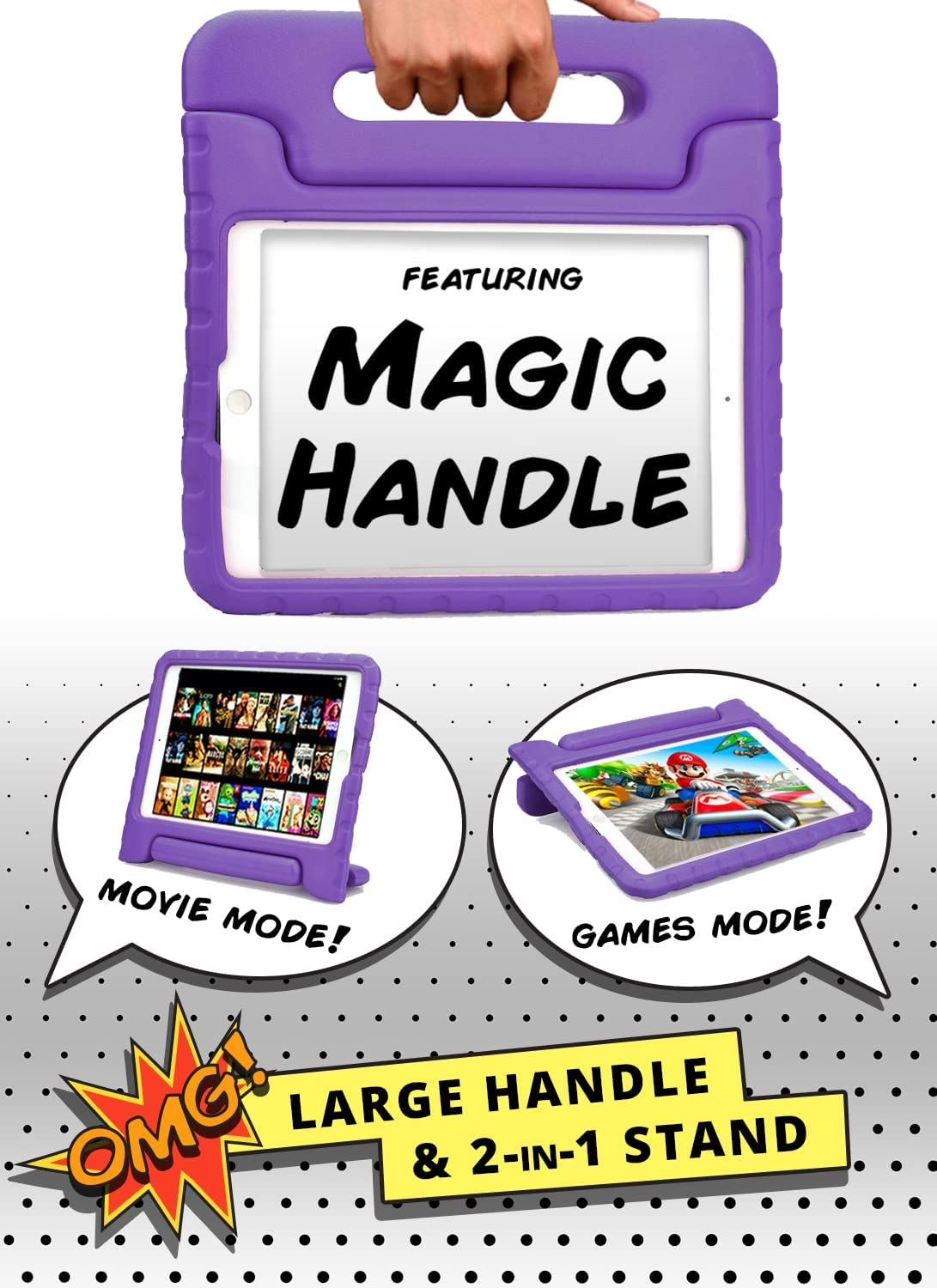 Official Cooper Dynamo Case for Ipad Air 1/ Ipad Air 2 Case for Kids, Ipad 6Th/ Ipad 5Th Generation Case for Kids, Ipad Pro 9.7 | Rugged Foam, Magic Handle, Stand, Pencil Holder, Eco-Mailer image number 4