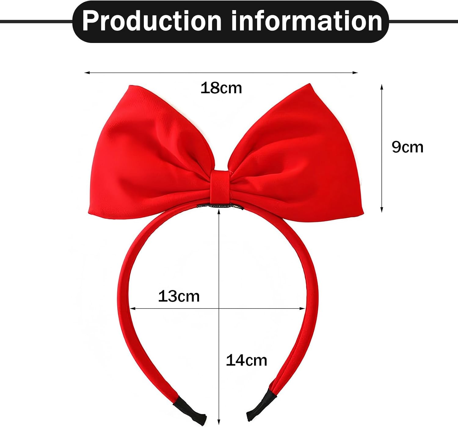 EUYKQNOI Black Bow Headband Headdress for Women and Girls, Valentine'S Day Red Bow Hair Bands Hair Band Perfect Hair Accessories for Party and Cosplay, Pack of 2