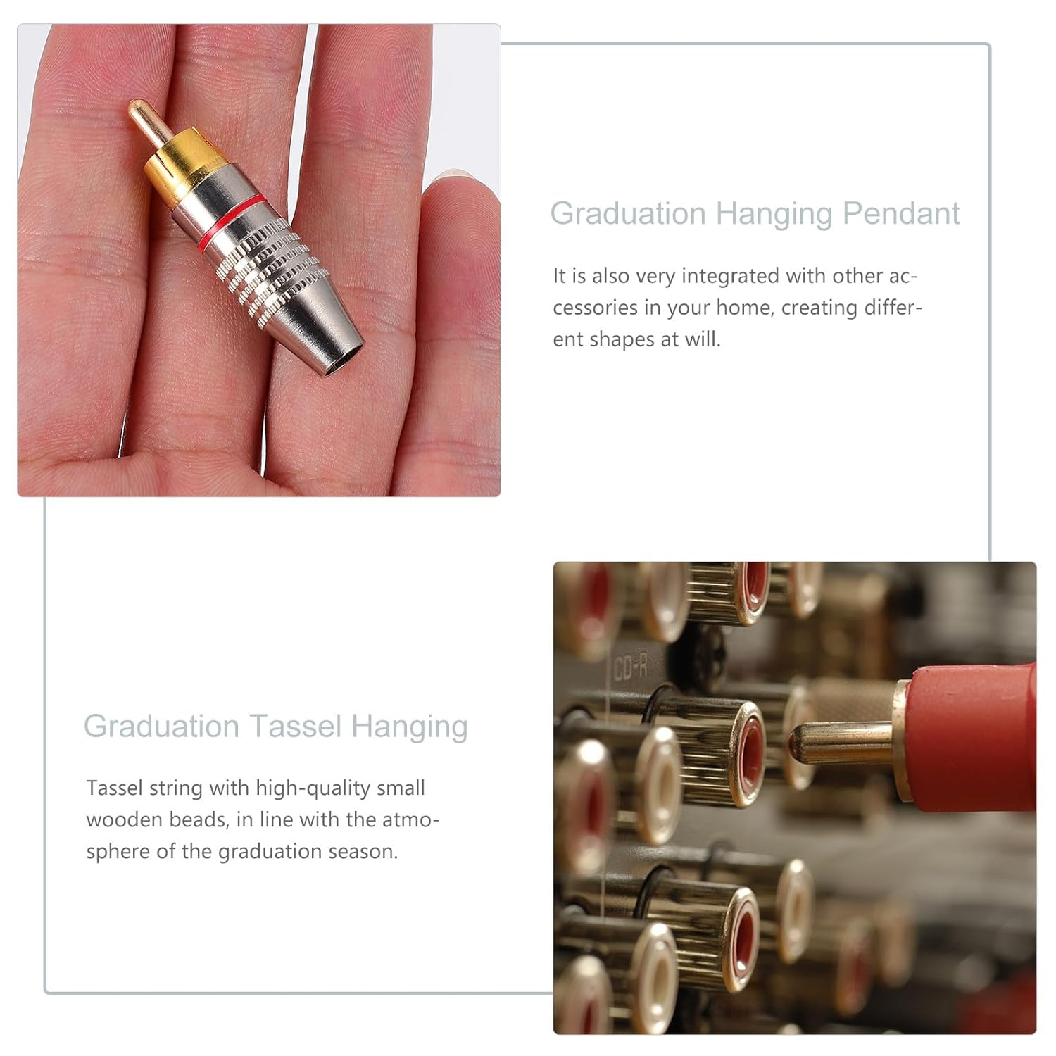 GALPADA 4Pcs Gold Plated Audio Video Male Plugs Metal Speaker Connectors Rings for Professional Av Cable and Home Audio Speaker Systems image number 1