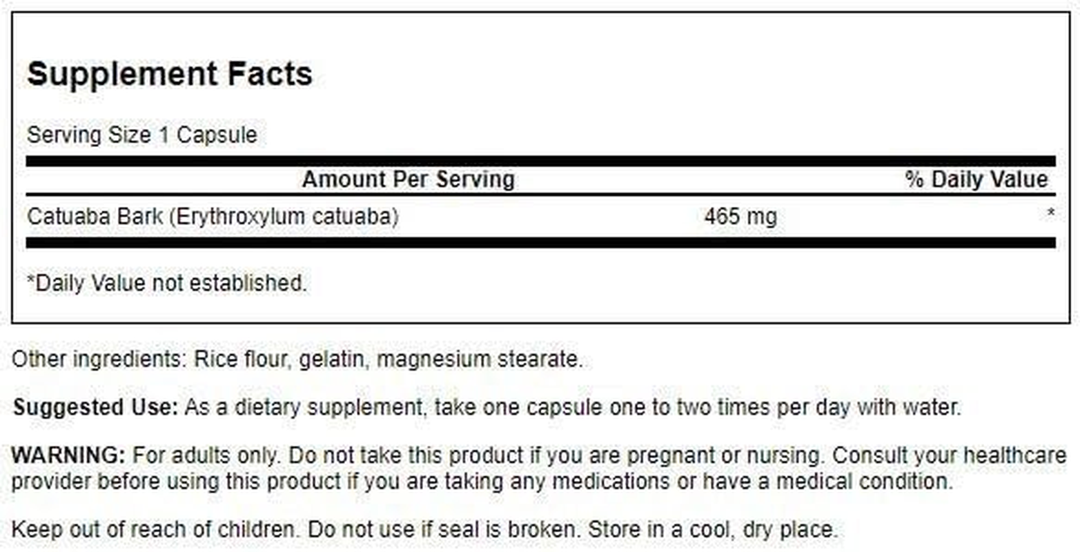 Swanson Catuaba Bark - 465Mg - 120 Capsules