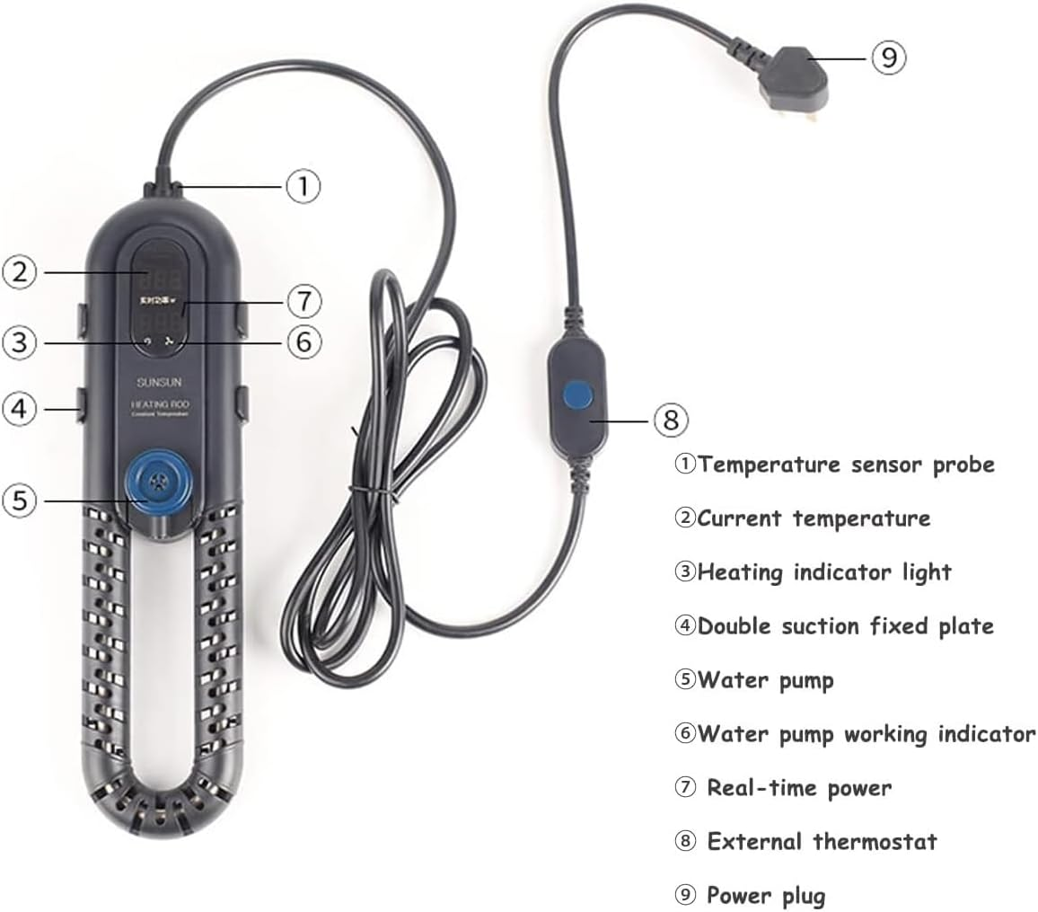 AIMALL Sensen Fish Tank Heating Rod, Automatic Constant Temperature Aquarium Heater, Frequency Conversion, Power-Saving, Explosion-Proof, 13.4X3.35X1.97 Inches image number 6