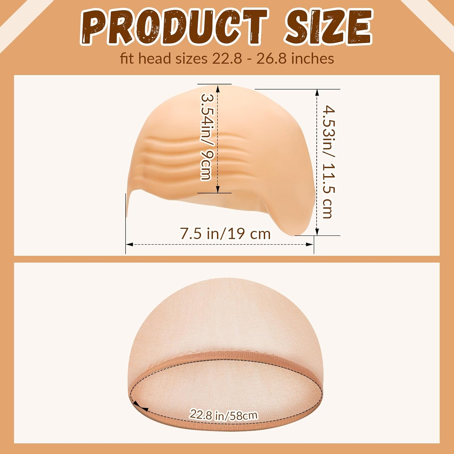 JOLYEAK 2 Pcs Bald Caps Latex Bald Cap with Nylon Wig Caps Makeup Costume Accessories Adult Cosplay Party Supplies image number 3