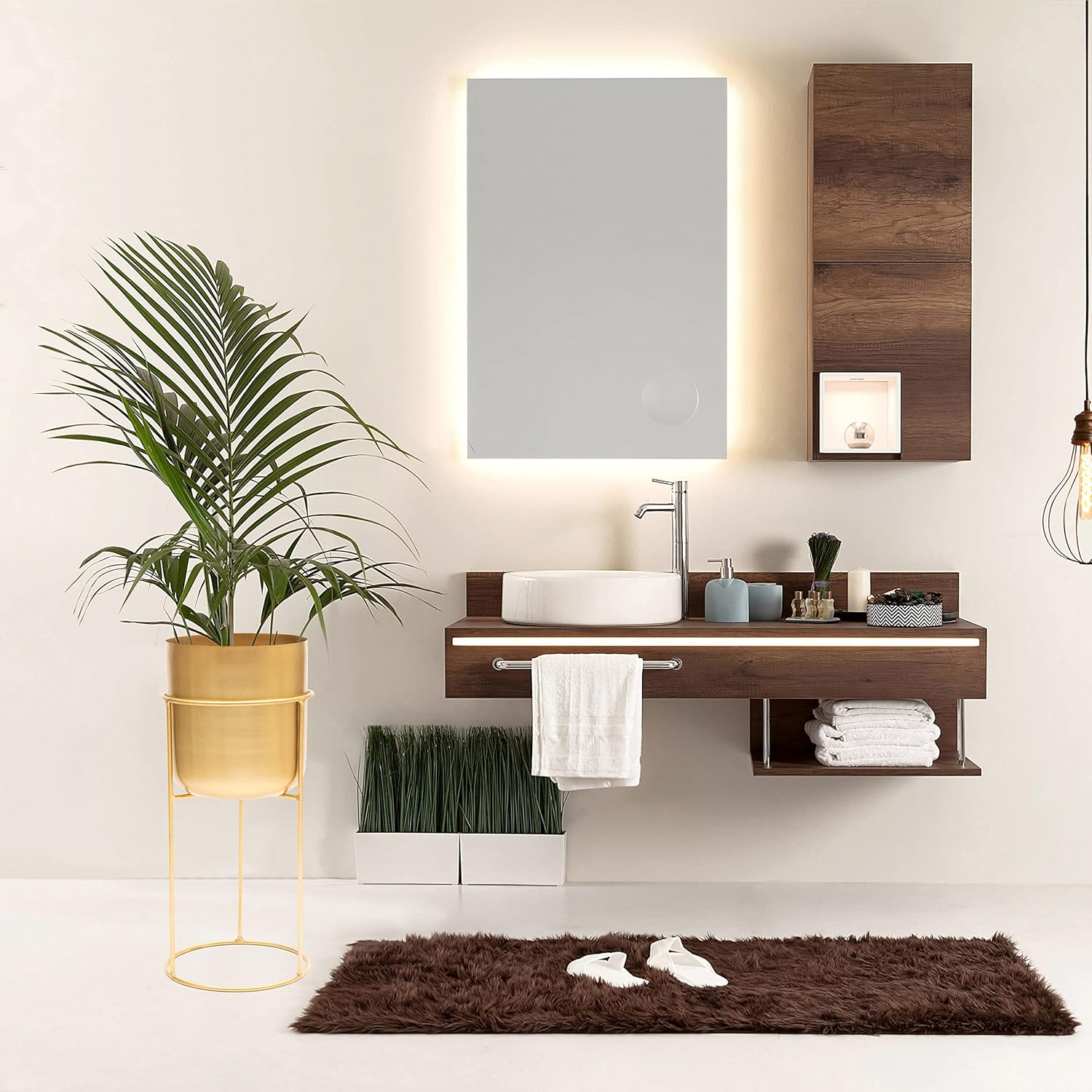 Olly & Rose Matt Metal Plant Pot with Gold Plant Stand - Tall 50Cm Large Plant Pot Indoors with Stand - Large Decorative Planter image number 3