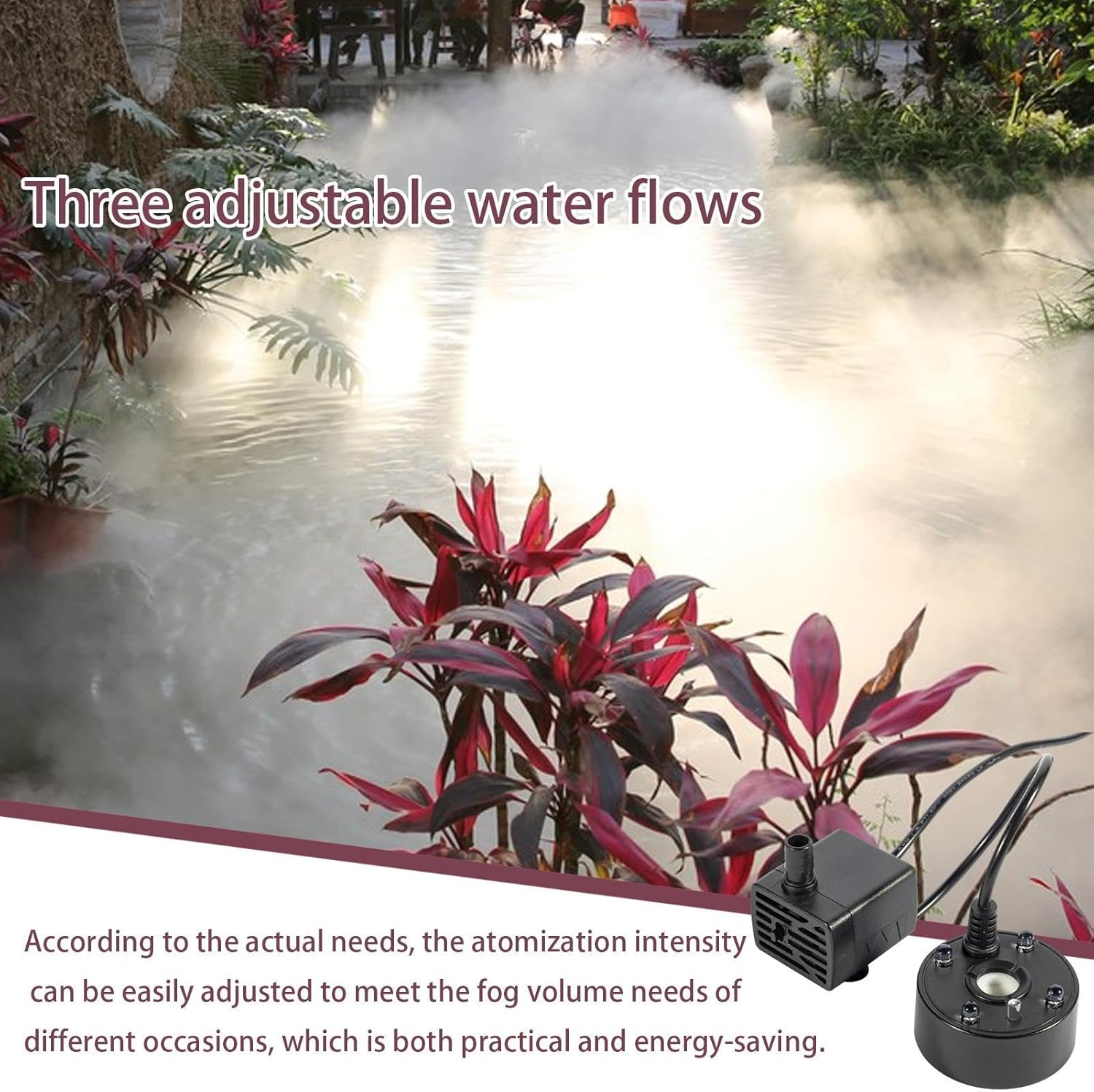 Ultrasonic Mist Maker, USB Mist Maker Fogger - Atomizer Fogger Mist Fogger Fog Machine - Ultrasonic Fogger Pond Fogger with LED Lights, Mist Machine Mister Fogger, Halloween Christmas Decorations - Black image number 3