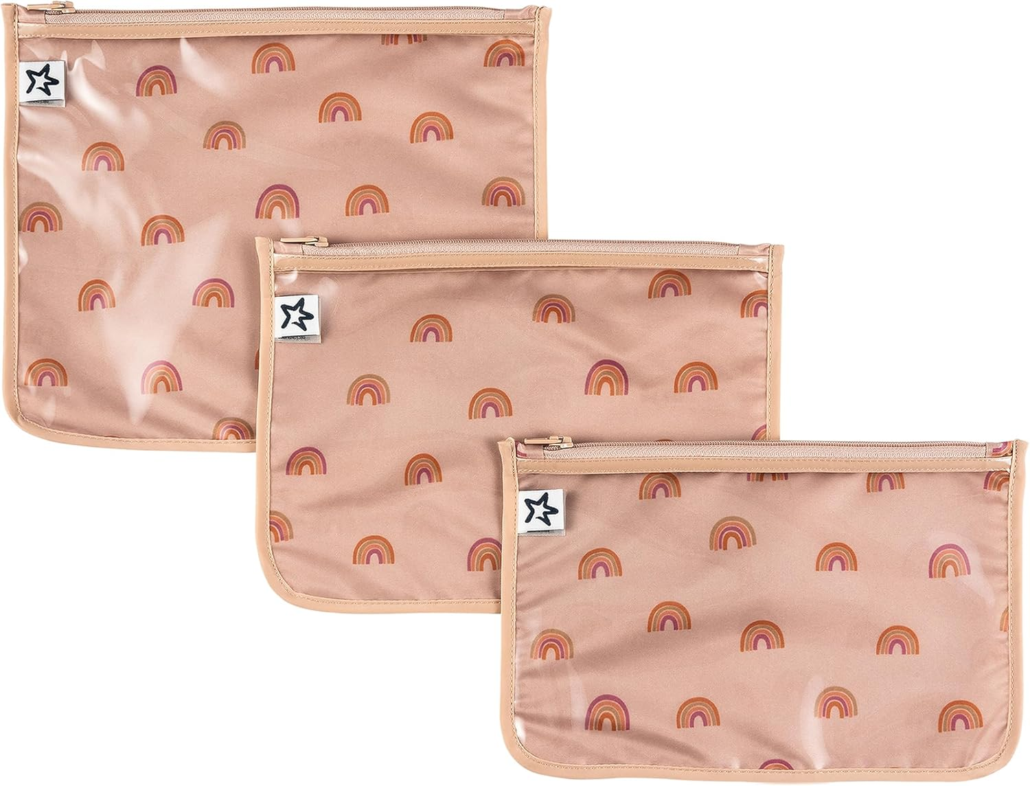 Tiny Twinkle Mess-Proof Travel Bags, Airline Compliant, Zipper Closure, Clear Front Pouch, Diaper Bag Packing, Toiletry or Cosmetics Organizer 3 Pack Set (Sage Checkers)