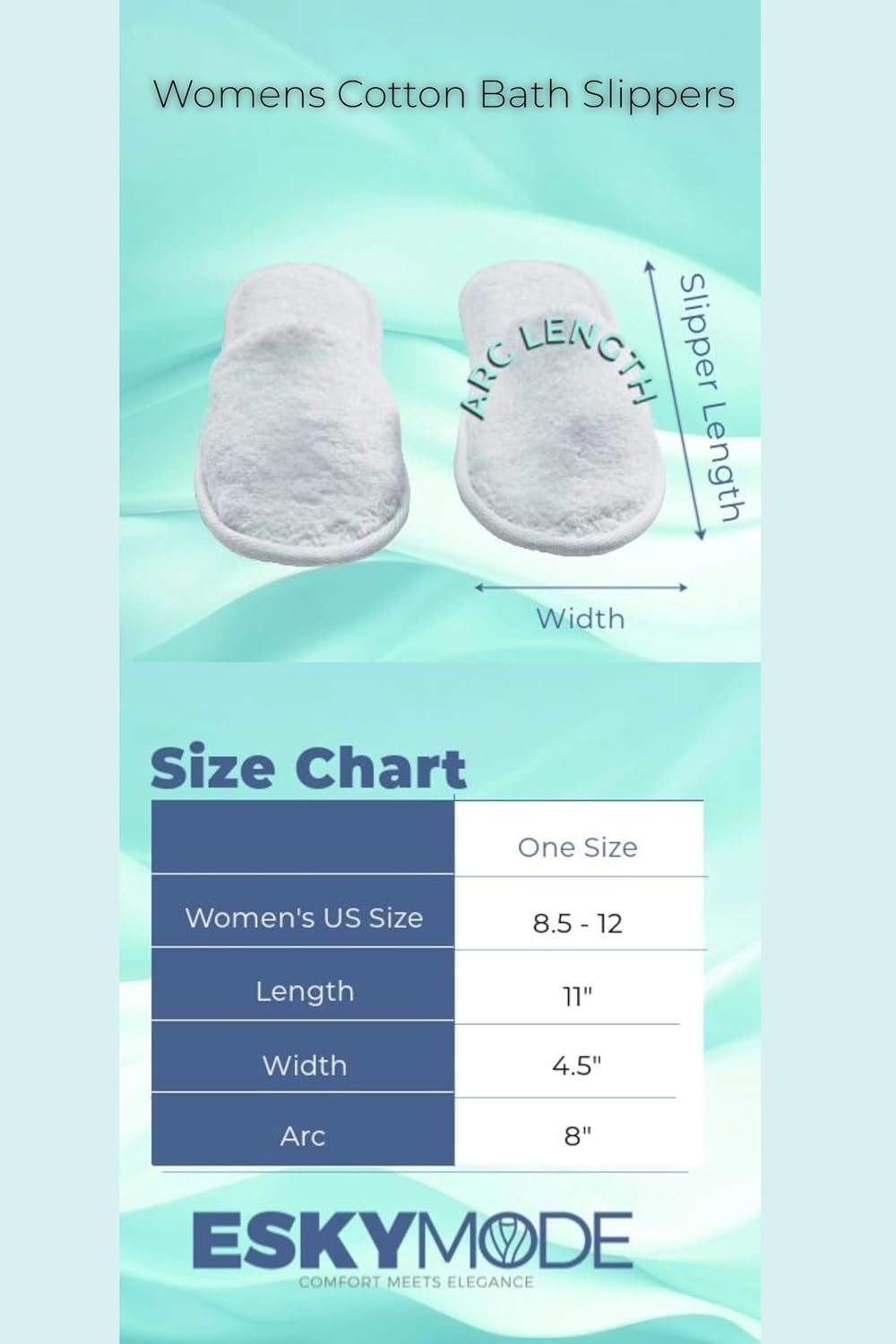 ESKYMODE Womens Cotton Bath Slippers, Terry Cloth Spa Slippers for Women - Seafoam image number 4