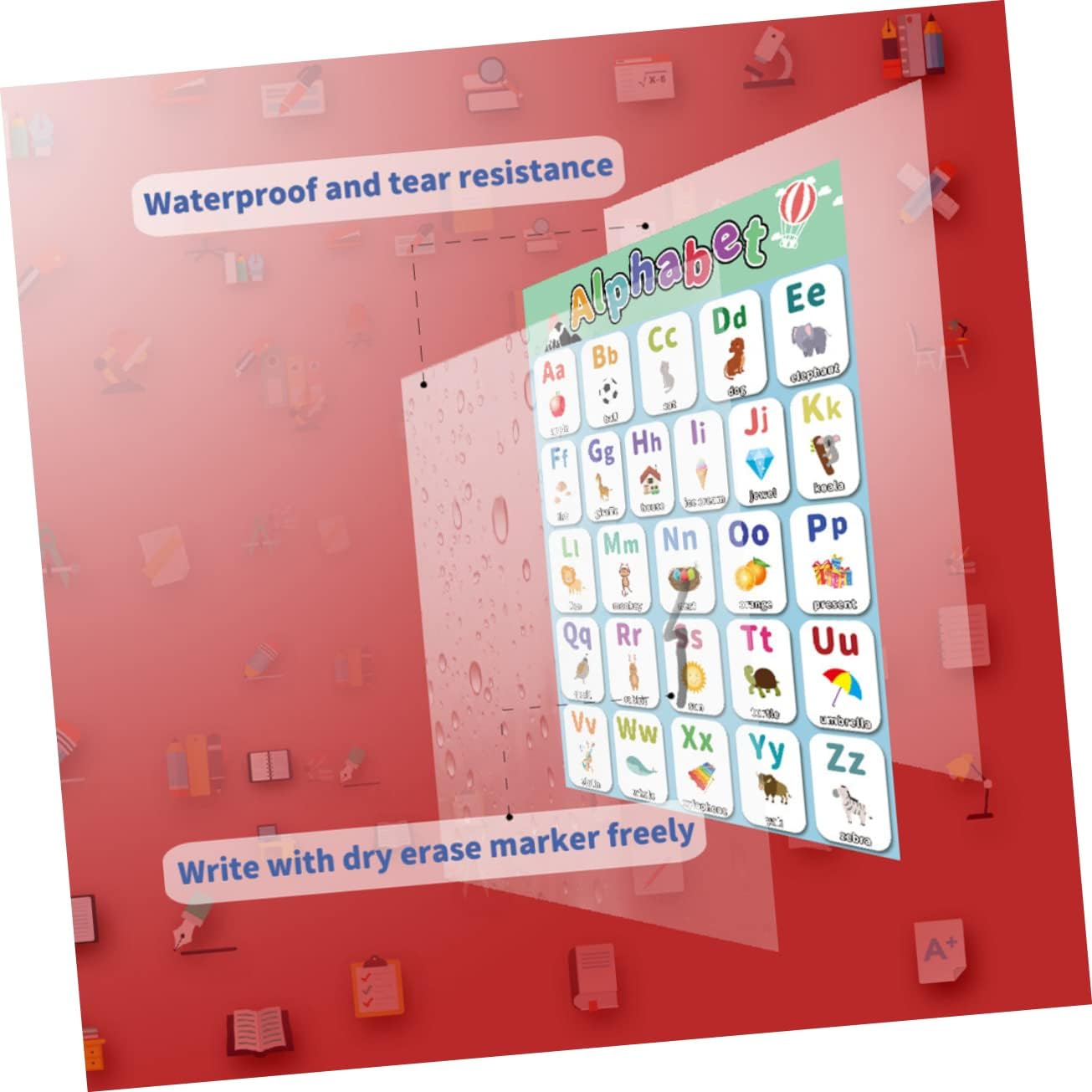 COHEALI Children Early Education Poster Set 4Pcs Preschool Educational Wall Charts for Toddlers Including Alphabet Numbers Farm Animals Waterproof and Reusable 15.7X11In image number 5