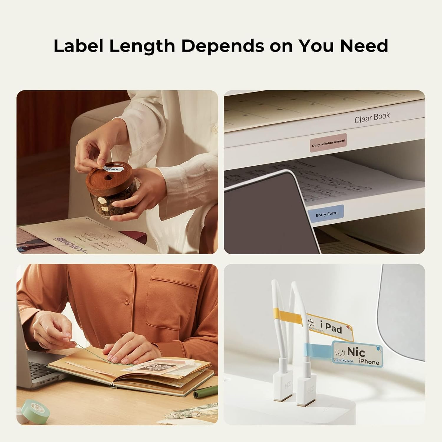 NIIMBOT H1S Label Maker Machine with Tape, Portable Rechargeable Thermal Label Printer, Compatible with 9/12/15Mm Tape, Built-In Cutter, Mini Label Printer for Home School Office Organization image number 6