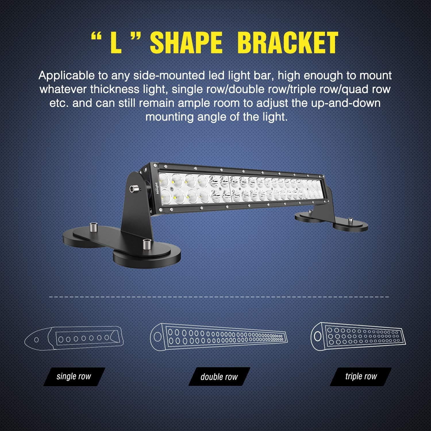 Nilight 2PCS Magnetic Base LED Light Bar Mounting Brackets, Powerful Sucker Holder for Straight Curved Side-Mounted Light Bar Mounting on Hood Roof image number 1
