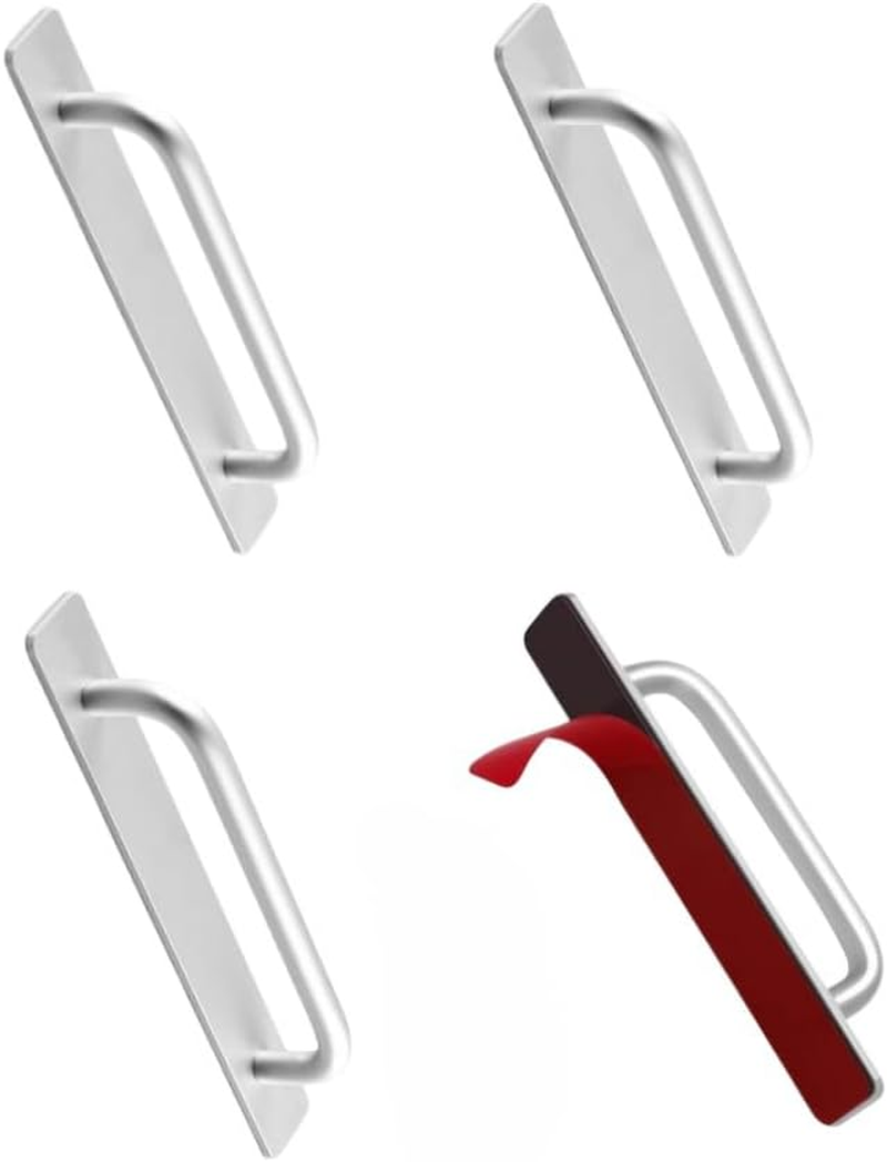 GYWHOOFT Self-Stick Instant Cabinet Drawer Pulls,4 Pcs Aluminum Alloy Adhesive Cabinet Handles - Stick on Handles Push Pull Door Handle Sliding Door Handle for Kitchen Bathroom Closet Wardrobe image number 2