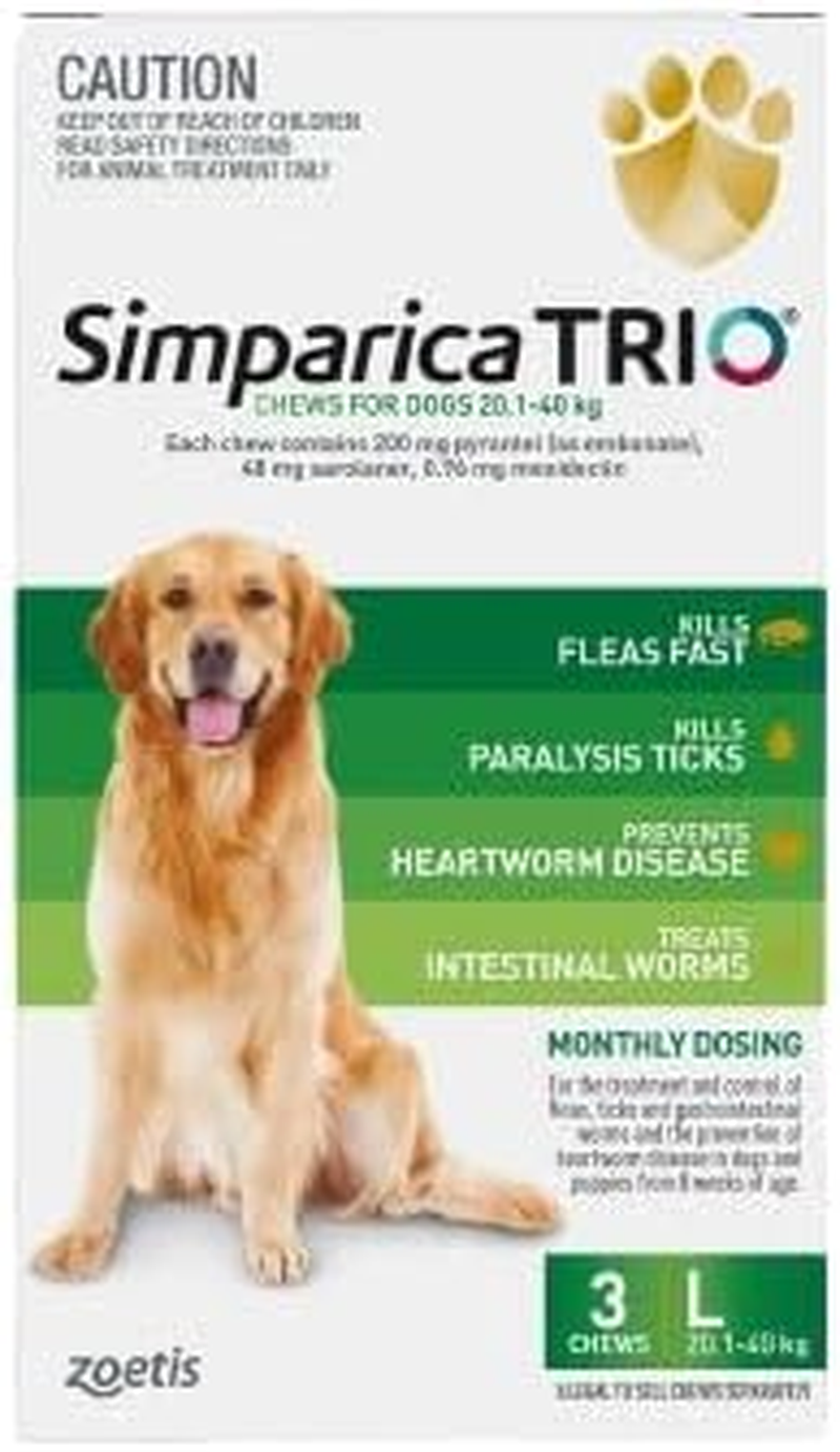 Simparicaa Trio for Large Dogs 20.1-40Kg Green 6 Chews + 1 Free