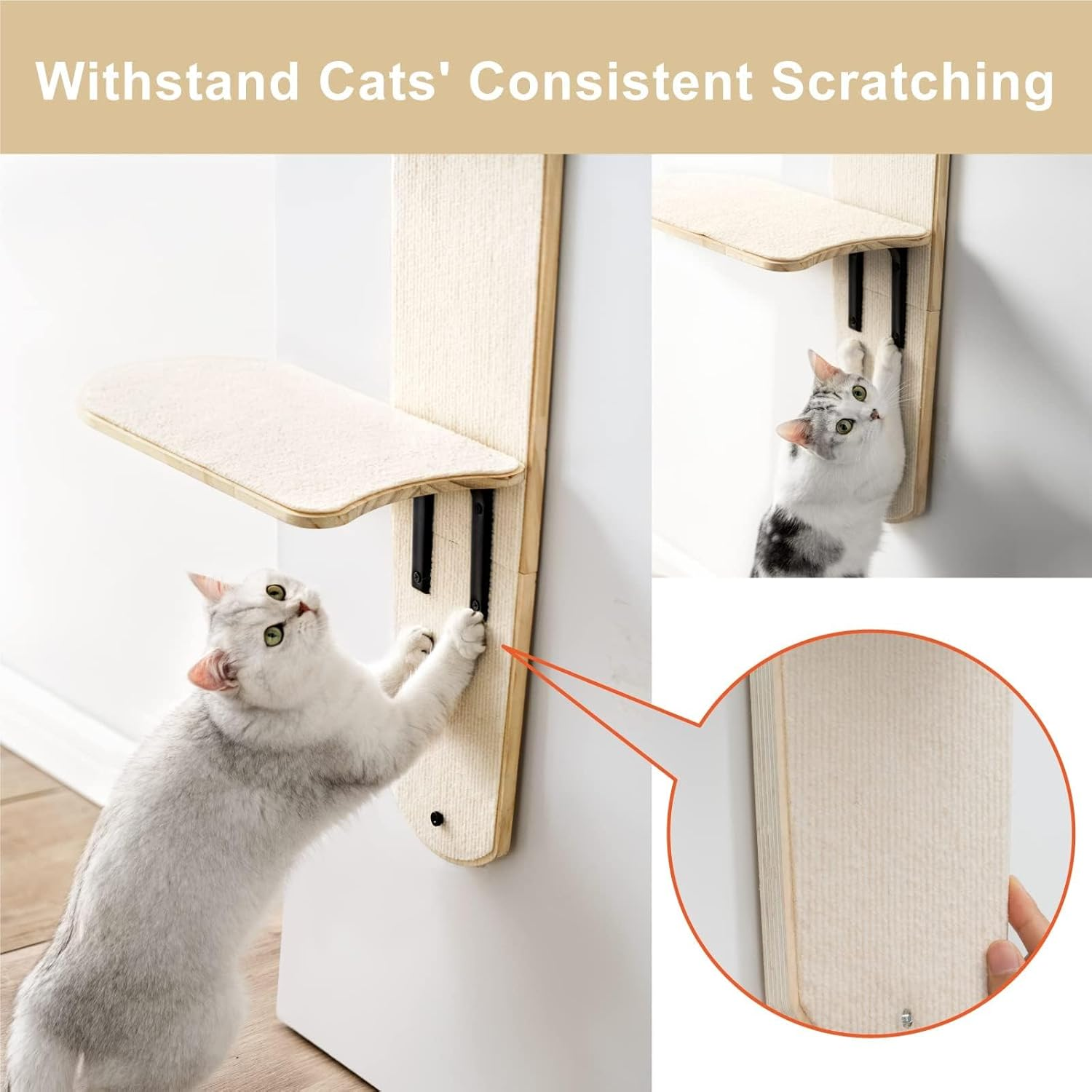 Door Hanging Cat Climber, Hangingcat Treedoor Mounted, 4-Levels Door Mounted Vertical Cat Tree Tower, with Carpeted Plank for Indoor Cats image number 3