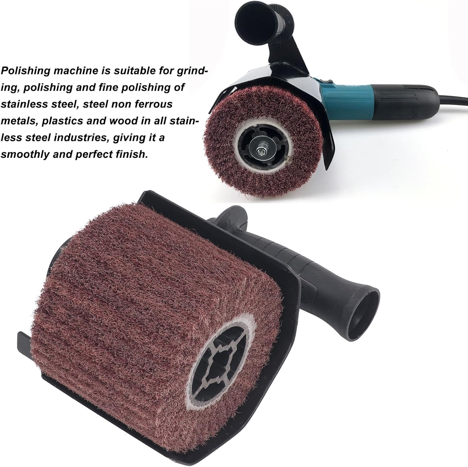 Angle Grinder Polishing Wheel, 80 Grit Abrasive Wheel Wire Drawing Polishing Wheel, 2 Drawing Machine Polishing Wheels Set for Wood Metal Polishing image number 5