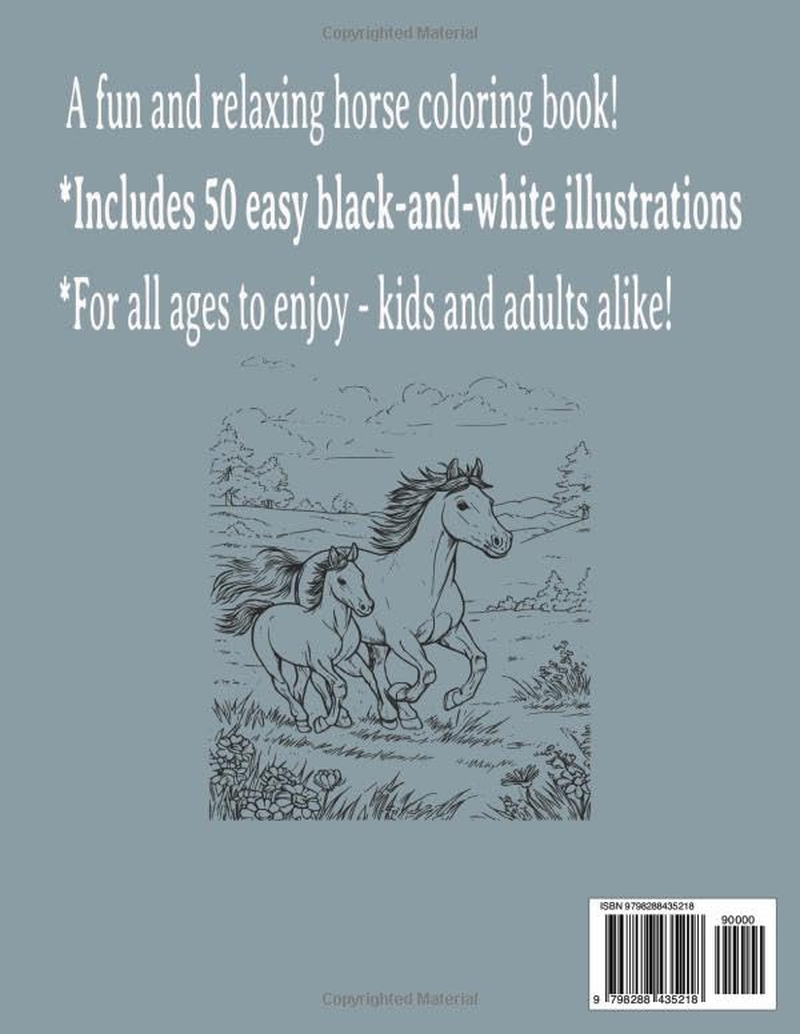 Horse Coloring Book for All Ages: 50 Easy-To-Color Horse Illustrations &ndash; Galloping Horses, Stable Scenes & Mares with Foals | 8.5 X 11 Inches image number 1
