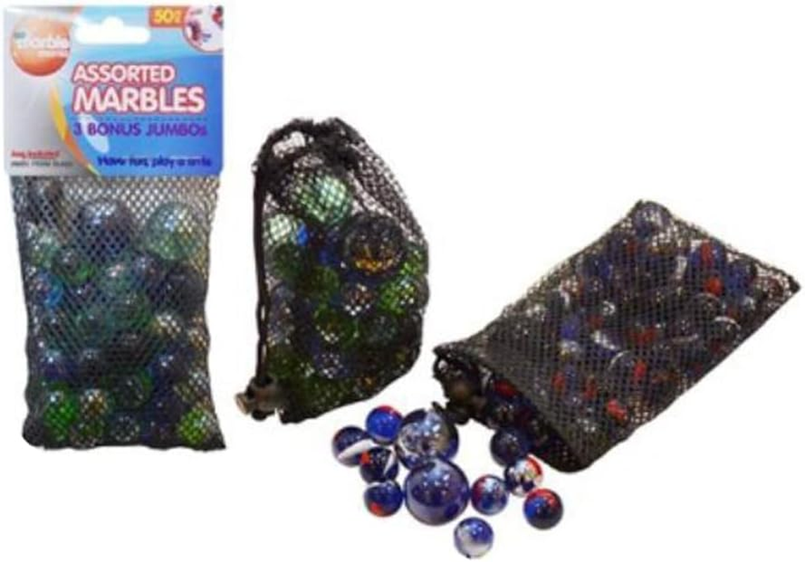 Yatsal Glass Marbles and 3 Jumbo Marbles with Bag 50-Pieces image number 1