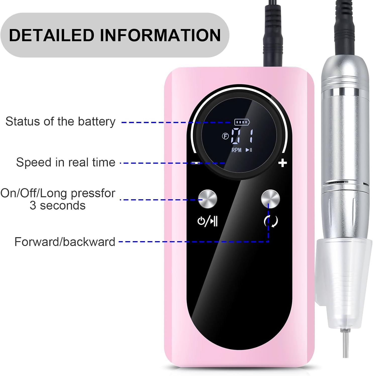 45000RPM Drill Set Electric Drill Machine with Drill Bits File Manicures for Manicures Salon Use