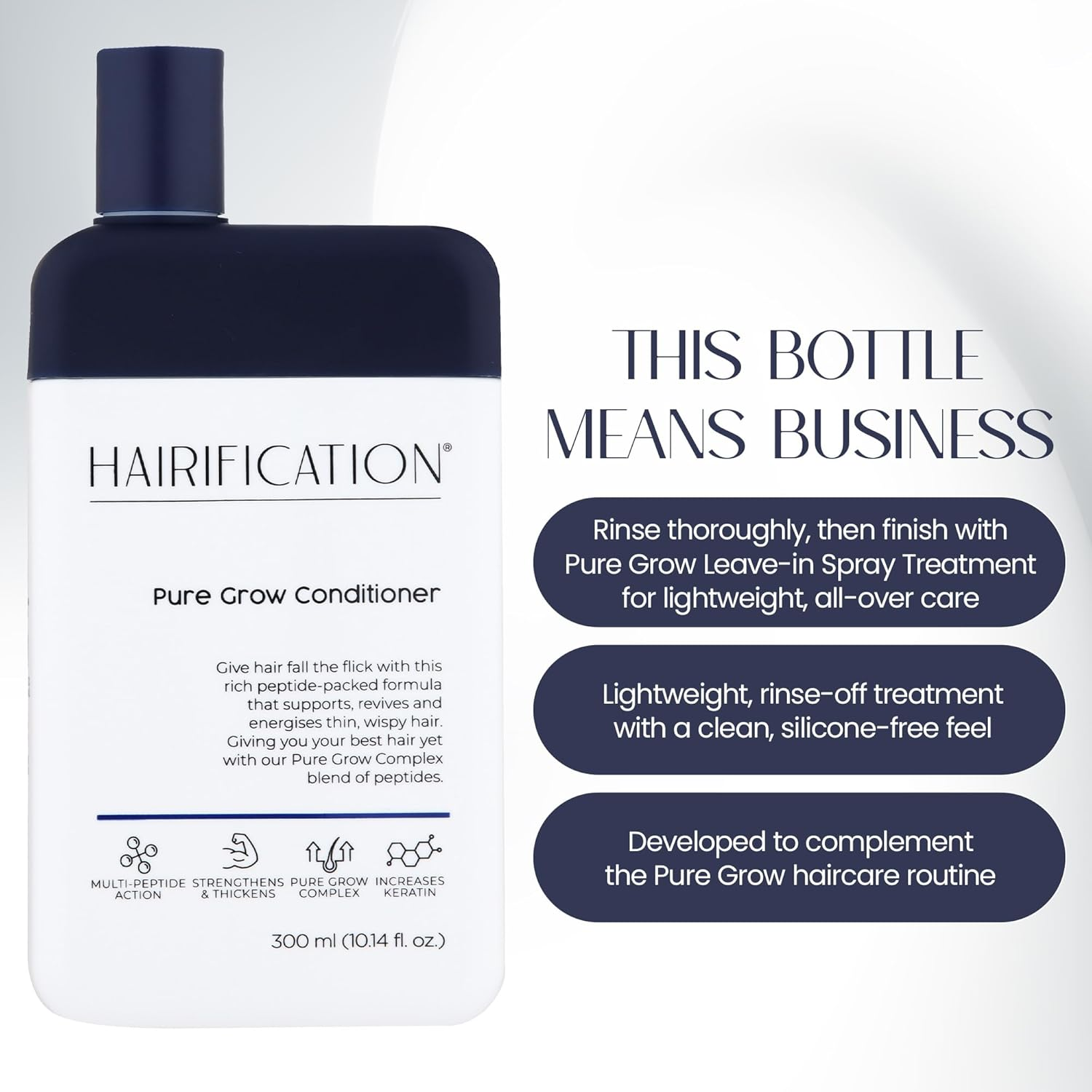 Hairification Pure Grow Conditioner for Thinning or Fine Hair, Supports Healthier-Looking, Stronger-Feeling Hair, 300Ml image number 4