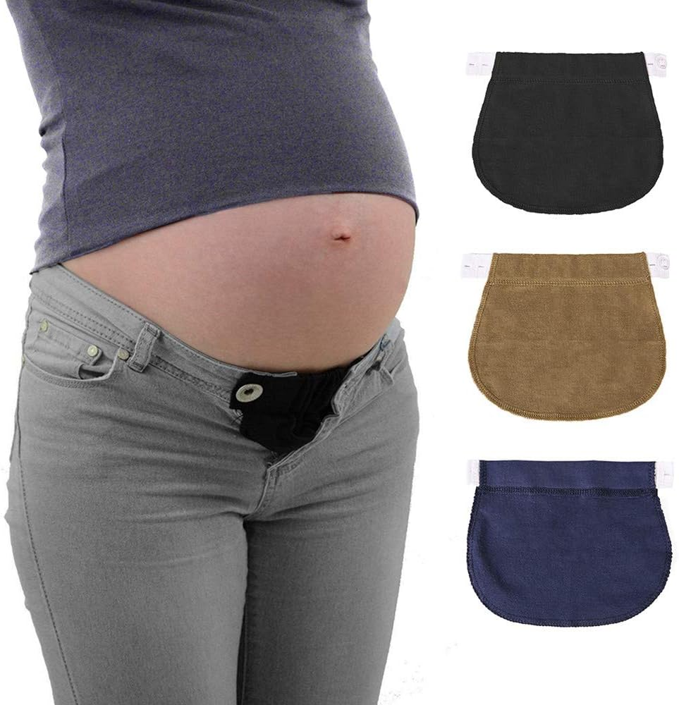 RAYWE 3Pcs Waist Extender Elastic Pants Maternity Preg-Nancy Waistband Belt image number 3